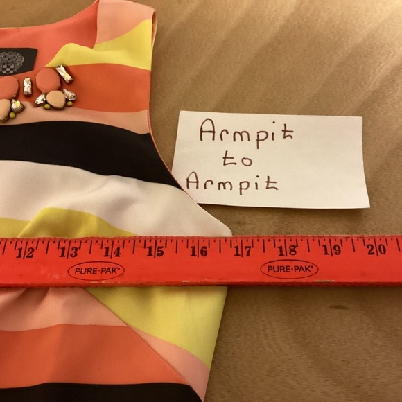Vince Camuto dress SZ 6 shift style colorful stones & rhinestone mini classic - Picture 11 of 12